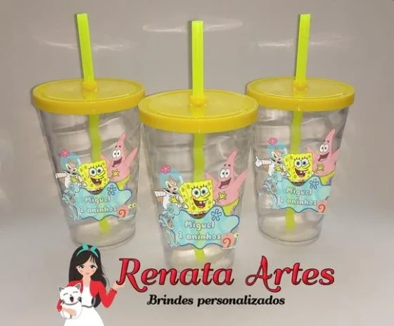 Copo com Canudo 500ml Bob Esponja