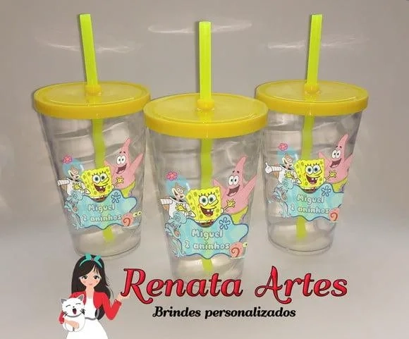 Copo com Canudo 500ml Bob Esponja