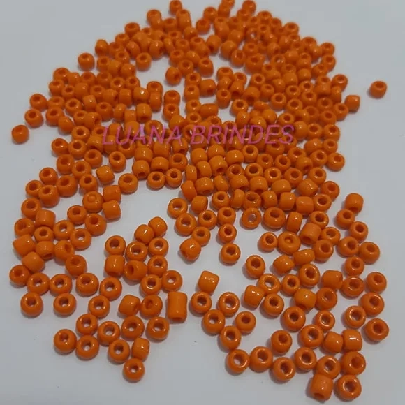 Miçanga Acrílica Laranja 6mm Pacote 60 Gramas
