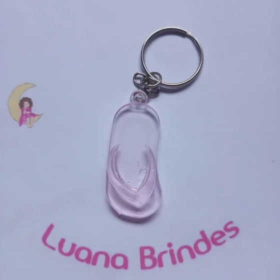 Chaveiro Chinelo Rosa Bebe de Acrilico 5cm Pct 8 Unidades