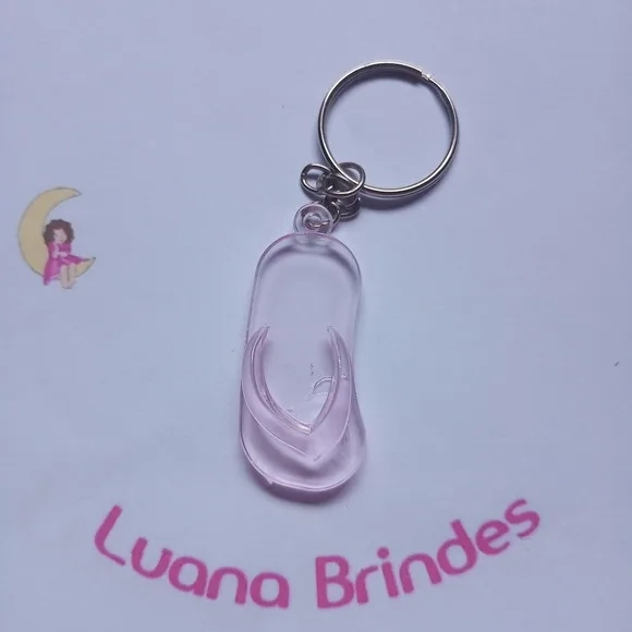Chaveiro Chinelo Rosa Bebe de Acrilico 5cm Pct 8 Unidades