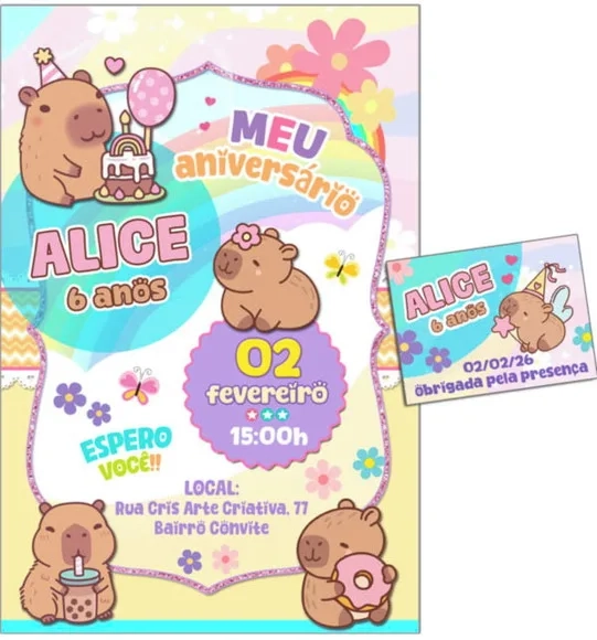 Convite Digital C/tag Capivara 2