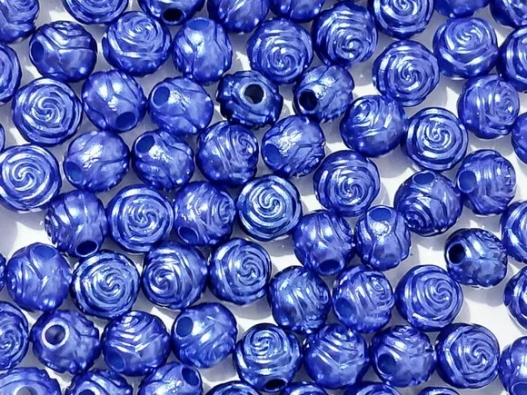 Bola Flor Vermelha ou Azul 8mm Abs Pacote com 100 Unidades