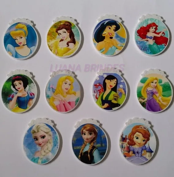 Aplique Princesas de Acrlico Uv 4cm- Pct com 11 Unidades