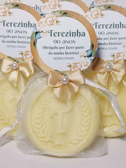 Lembrancinha 90 Anos, Sabonete Letra Inicial Personalizada