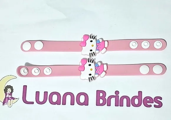 Pulseira Hello Kitty e Melody Emborrachado Pcts com 3 Peças