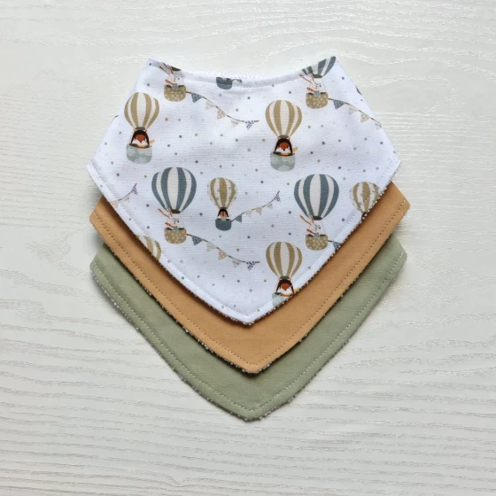 Kit 3 Babadores Bandana Premium para bebê - Balões