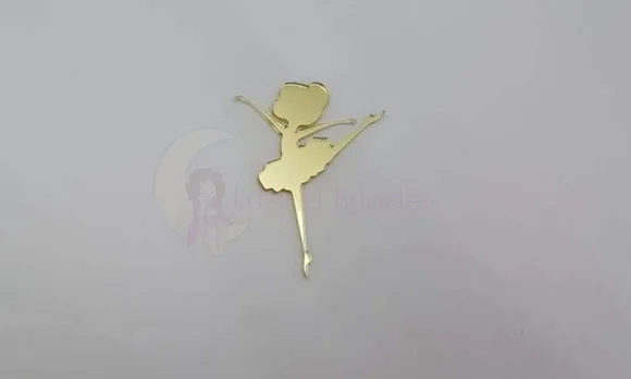 Aplique Bailarina de Acrílico Espelhado Dourado 5 Unidades