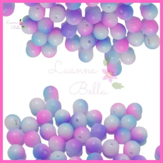 Missanga Bolinha Acrílica Tie Dye - Pct c/65 unidades