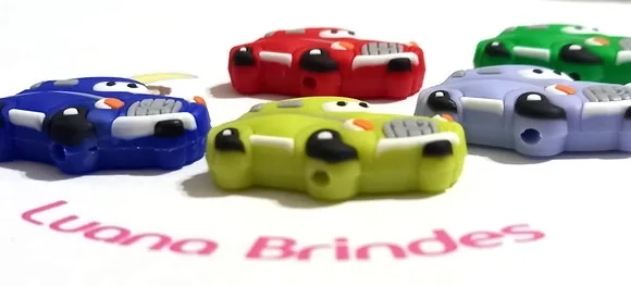 Pingente Carrinho Emborrachado c/ Furo Passante- 5 Unidades