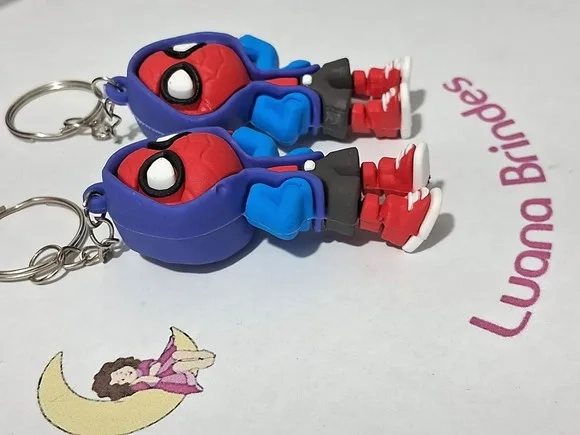 Chaveiro Homem Aranha 6,5cm Emborrachado 2 Unidades