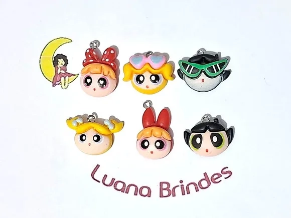Pingente Meninas Super Poderosas Resina Pacotes C/10 Unidade