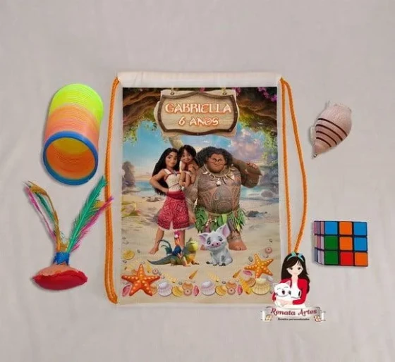 Mochila Brinquedos Retrô Personalizada Tema Moana 2