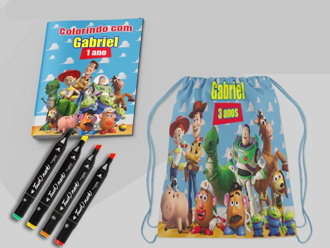 Kit Mochila e Revista de colorir com Canetinhas do Toy Story