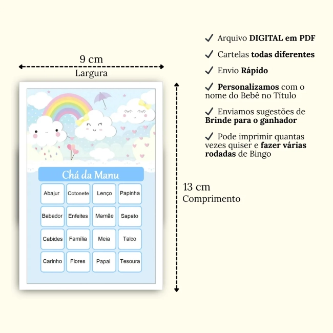Bingo Chá de Bebê Menina Pdf Para Imprimir
