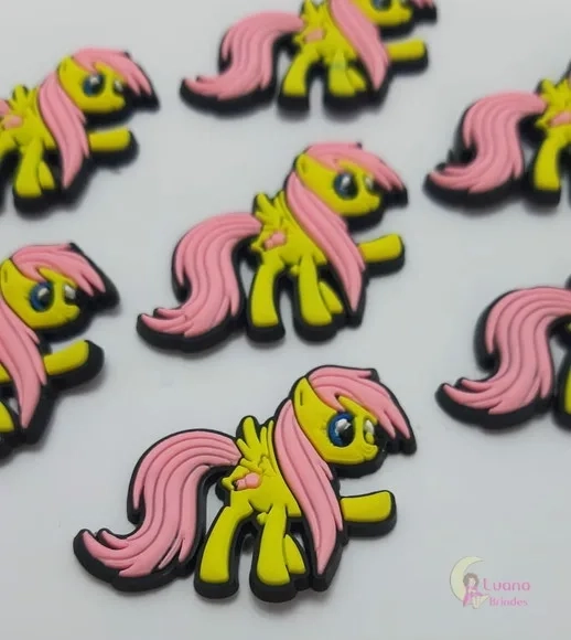 Aplique Poney Amarelo Personagem de Borracha - Pct C/6 Unid
