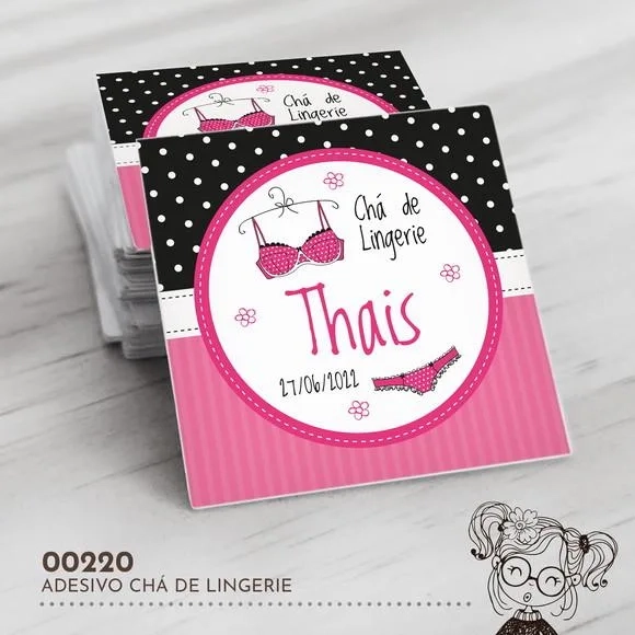 Adesivo Quadrado Chá de Lingerie - 00220