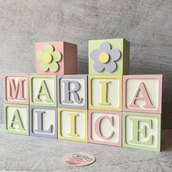 Tons Pastel Cubos Personalizados 6x6cm Decoração Bebê