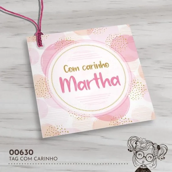 Tag Quadrada com Carinho - 00630