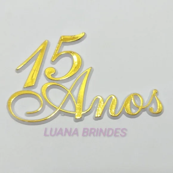 Plaquinha de 15 anos em Acrílico Branco com Dourado