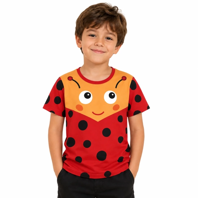 Camiseta Infantil Joaninha Divertida Unissex – Fantasia Temática para Meninos e Meninas | Ricardo Fantasias