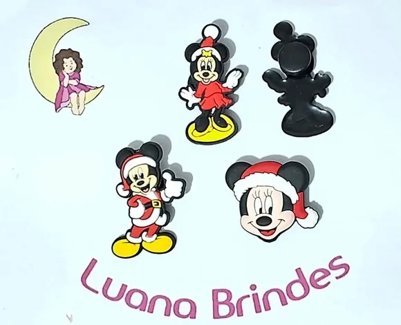 Pins de Crocs Mickey e Minnie Natal Pacote com 6 Unidades
