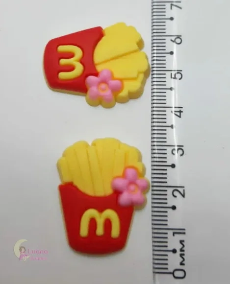 Apliques Batatas e Pipoca de borracha - pct c/9 unidades