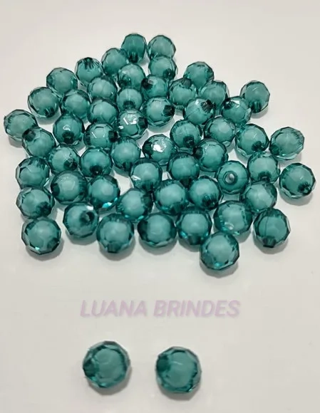 Bolinha Facetada Com Miolo Verde Escuro 10mm Pct 50 Uniidade