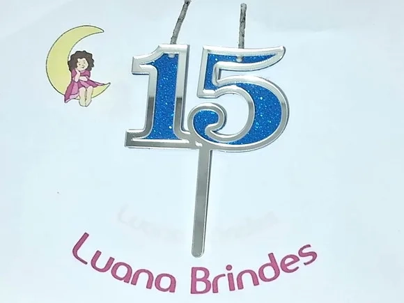Velas 15 Anos Prata Acrílico Pavio Magico - 1 Peça
