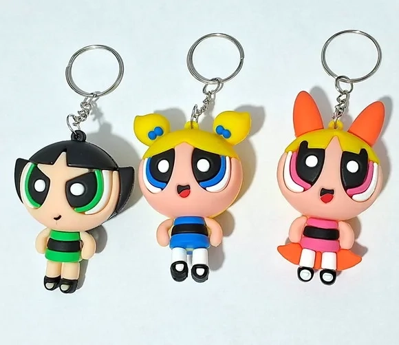 Chaveiro Meninas Super Poderosas 3d Pacote com 3 Unidades