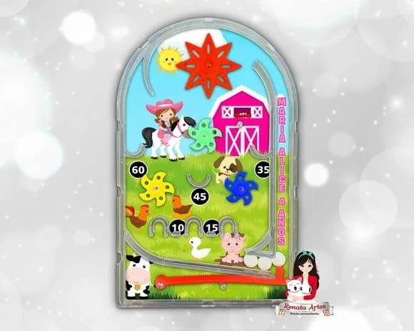 Pinball Fliperama Fazendinha Rosa