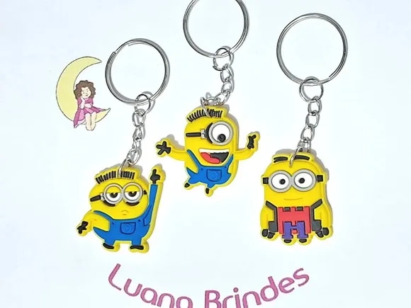 Chaveiro Minions 3cm Emborrachado Pacote com 6 Unidades
