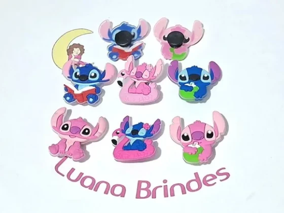 Pins de Crocs Stitch e Angel Pacote com 6 Unidades