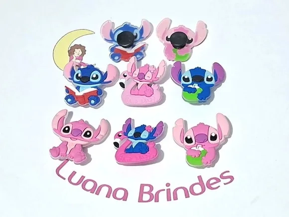 Pins de Crocs Stitch e Angel Pacote com 6 Unidades