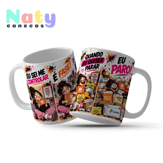 Caneca Meme É Fase! Eu Sei Me Controlar Quando Eu Quiser parar Eu Paro Compras