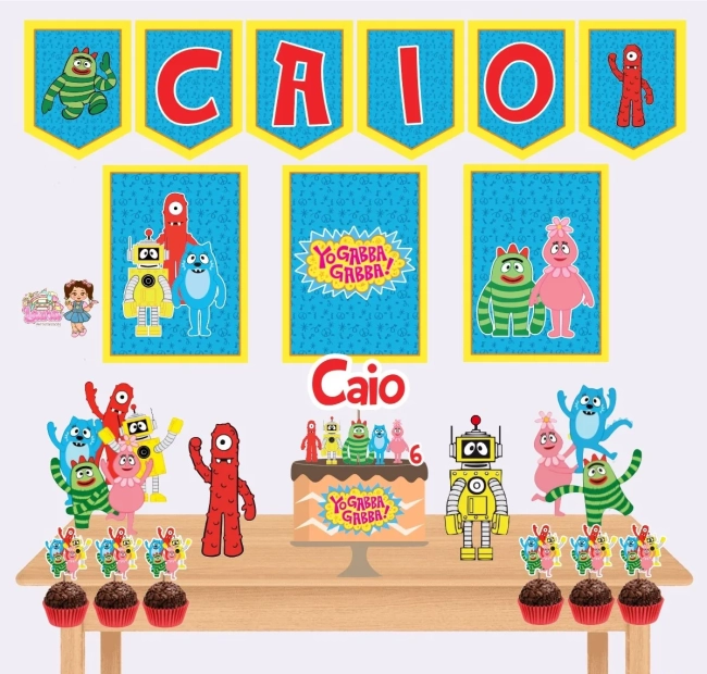 Kit Festa Só Um Bolinho YO GABBA GABBA - Decoração de Festa