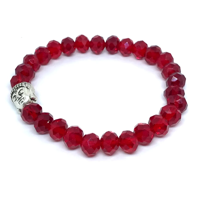 Pulseira Japamala com cristais vermelho 27 contas