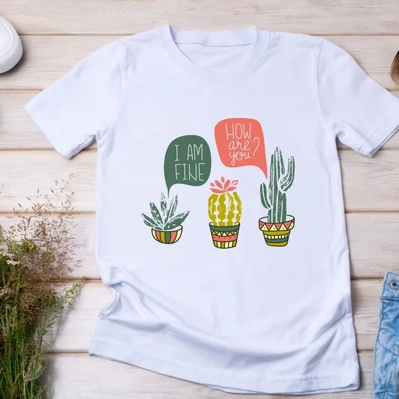Camiseta Cactos - Diálogo How Are You I Am Fine