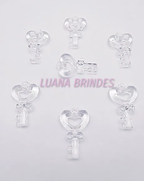 Chave Pingente de Acrilico 5cm Pct 7 Unidades