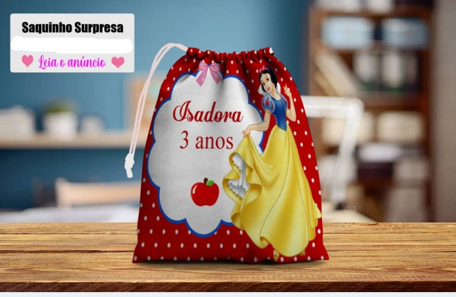 Saquinho Supresa para lembrancinhas Branca de Neve
