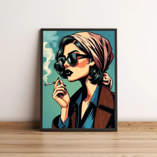 Quadro com mulher estilizada e charme retrô 2185