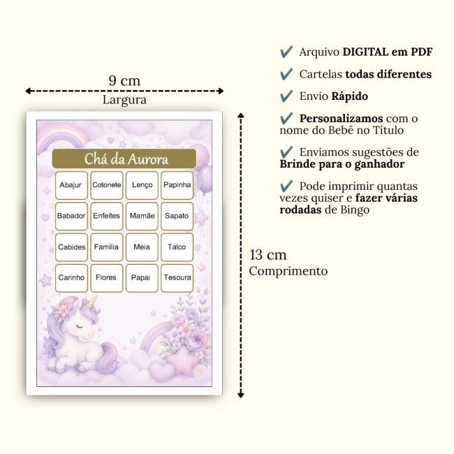 Bingo Chá de Bebê Menina Pdf Para Imprimir