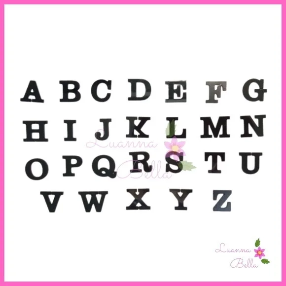 Apliques Letras de Acrílico Preto - Pct c/ 8 unidades
