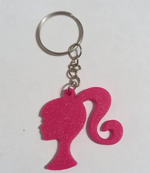 Chaveiro Barbie com Glitter 4cm Emborrachado - 6 Unidades