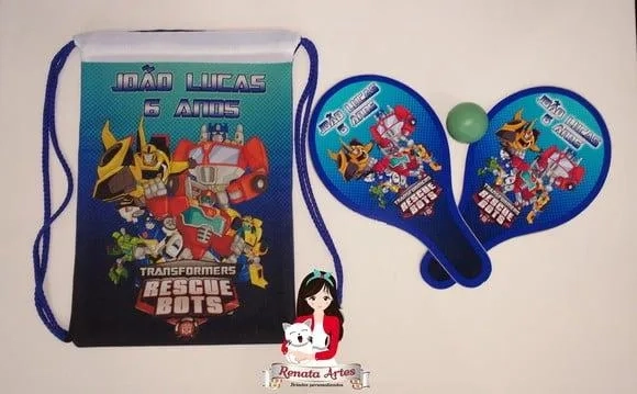 Mochila Ping Pong Tema Transformers Rescue Bots