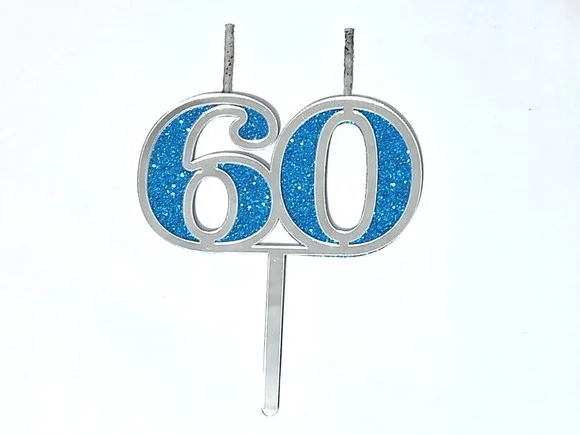 Vela 60 Anos Prata Acrílico Pavio Magico - 1 Peça