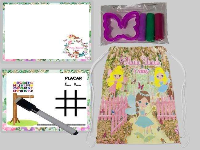 Kit Mochila e Lousa Magicas + Kit Massinha Jardim Encantado das Fadas