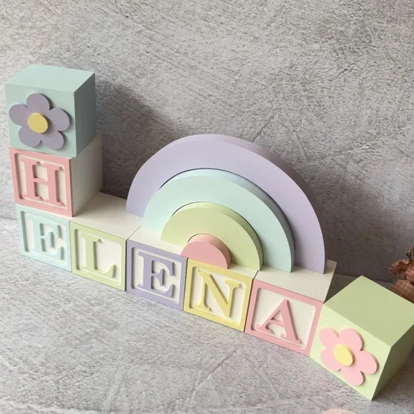 Tons Pastel Cubos 6x6cm Ts + Arco Íris. Decoração Bebê