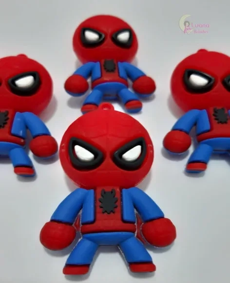 Pingente Homem Aranha de Borracha 5,6cm Pct 2 Unidades