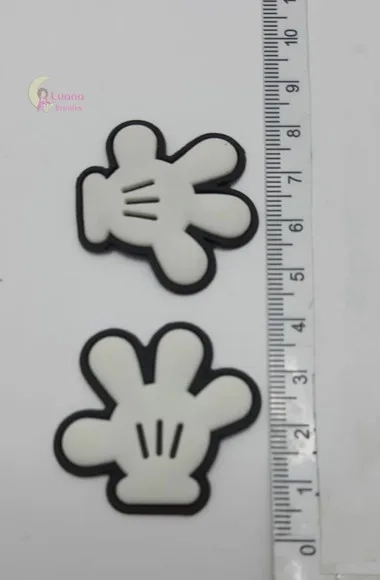 Apliques Personagens Mickey e Minnie Borracha-pct C/6 Unid